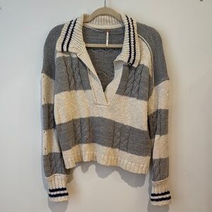 Striped Gray and Cream Women's Sweater